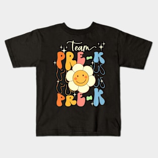 Smile Face First Day Of Team Prek Back To School Groovy Kids T-Shirt